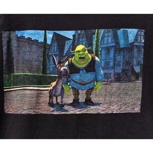 DreamWorks Shrek T Shirt Mens 2XL Black Excellent Donkey Graphic Tee